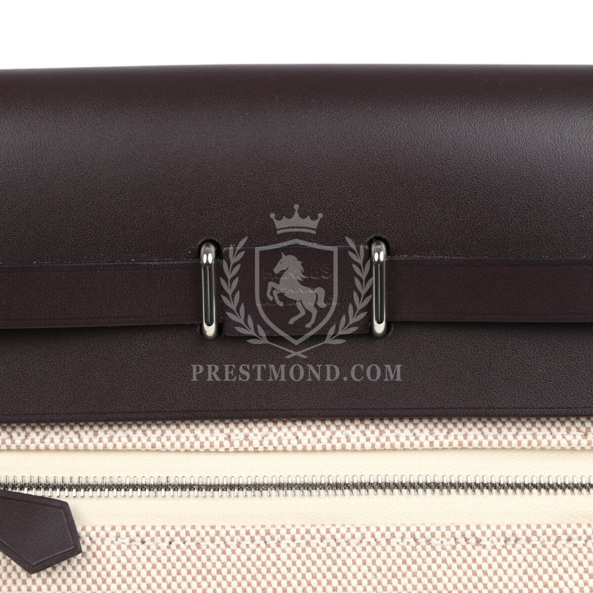 Hermes Herbag Zip 20 Mini Ecru and Beige Toile H Canvas and Ebene Vache Hunter PHW — изображение 7