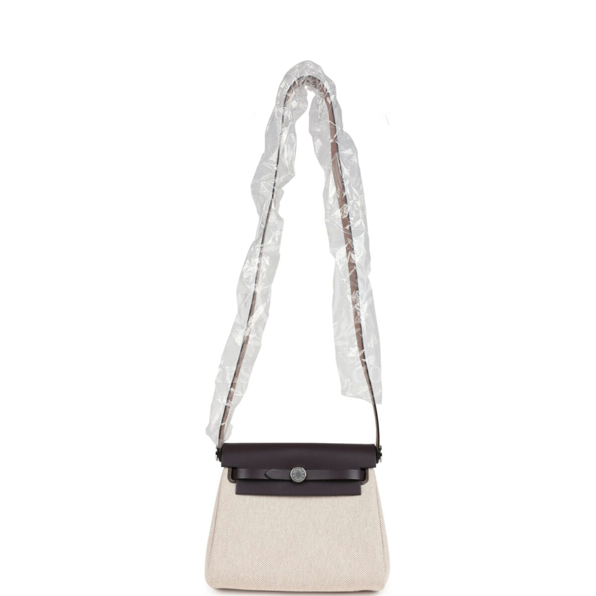 Hermes Herbag Zip 20 Mini Ecru and Beige Toile H Canvas and Ebene Vache Hunter PHW — изображение 9