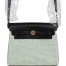 Hermes Herbag Zip 20 Mini Ecru and Vert Moyen Toile H Canvas and Black Vache Hunter GHW