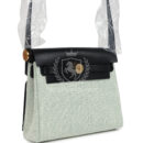 Hermes Herbag Zip 20 Mini Ecru and Vert Moyen Toile H Canvas and Black Vache Hunter GHW