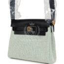 Hermes Herbag Zip 20 Mini Ecru and Vert Moyen Toile H Canvas and Black Vache Hunter GHW