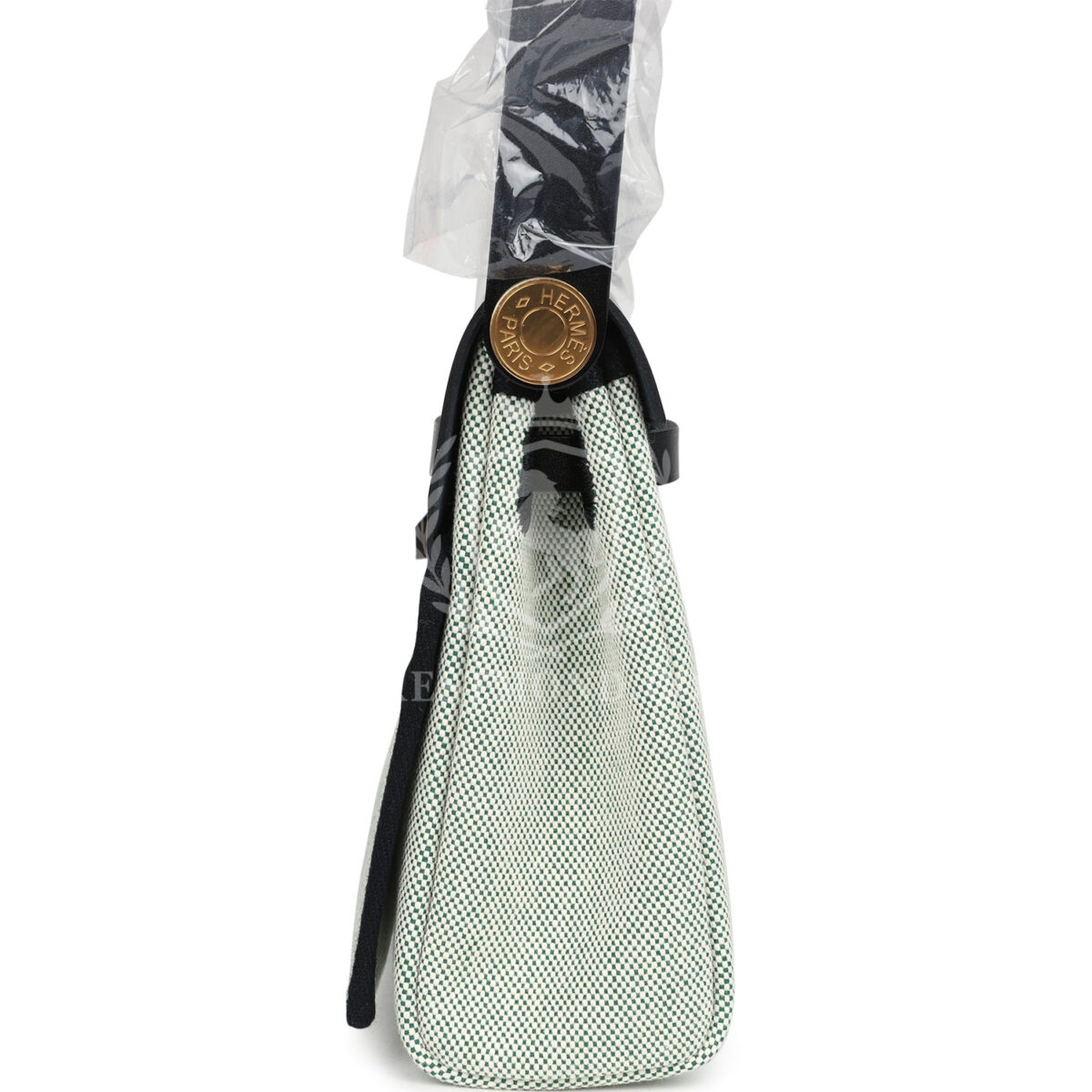 Hermes Herbag Zip 20 Mini Ecru and Vert Moyen Toile H Canvas and Black Vache Hunter GHW — изображение 3