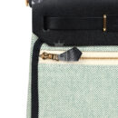 Hermes Herbag Zip 20 Mini Ecru and Vert Moyen Toile H Canvas and Black Vache Hunter GHW