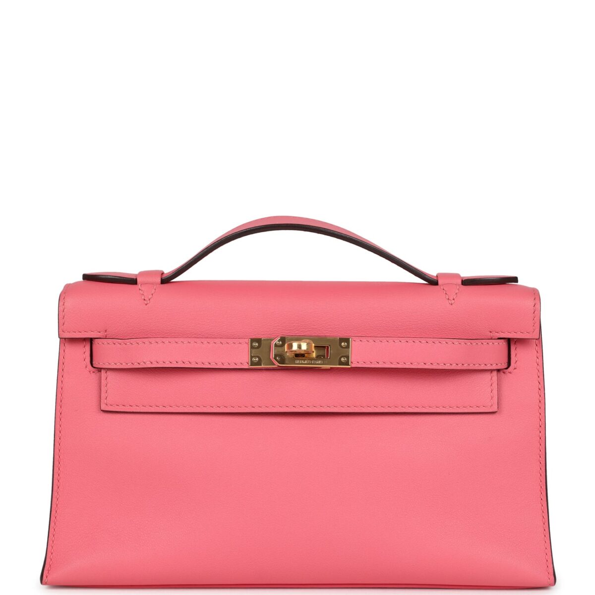 Hermes Kelly Pochette Rose Azalee Swift GHW