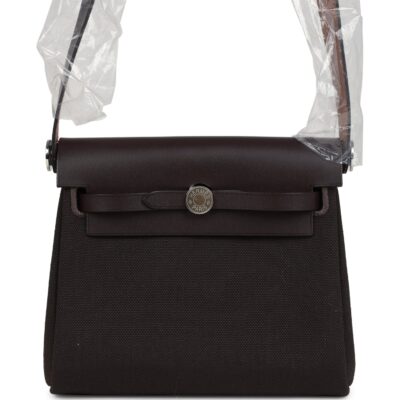Hermes Herbag Zip 20 Mini Ebene Toile H Canvas and Vache Hunter PHW