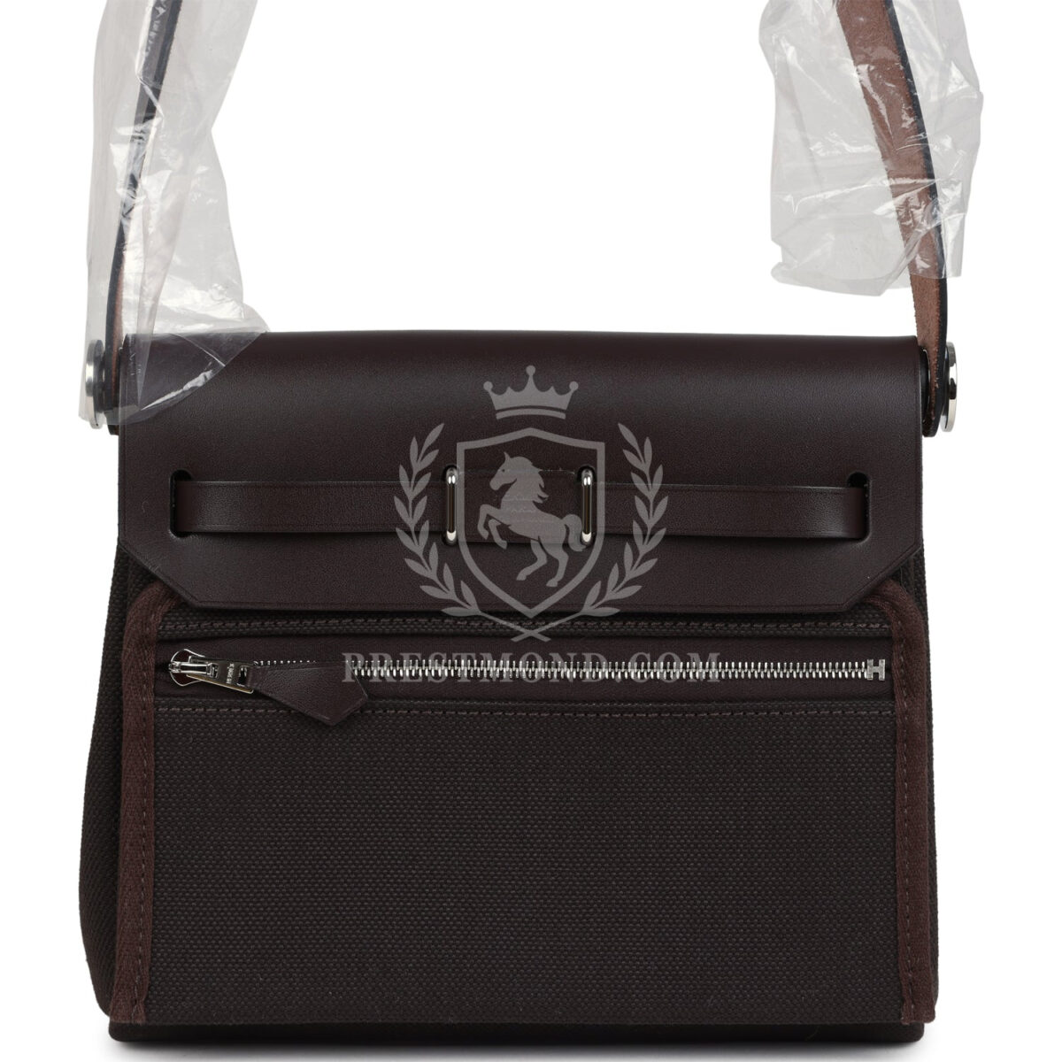 Hermes Herbag Zip 20 Mini Ebene Toile H Canvas and Vache Hunter PHW — изображение 4