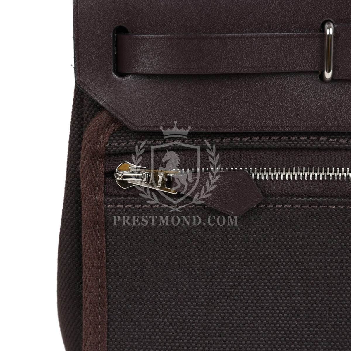 Hermes Herbag Zip 20 Mini Ebene Toile H Canvas and Vache Hunter PHW — изображение 7
