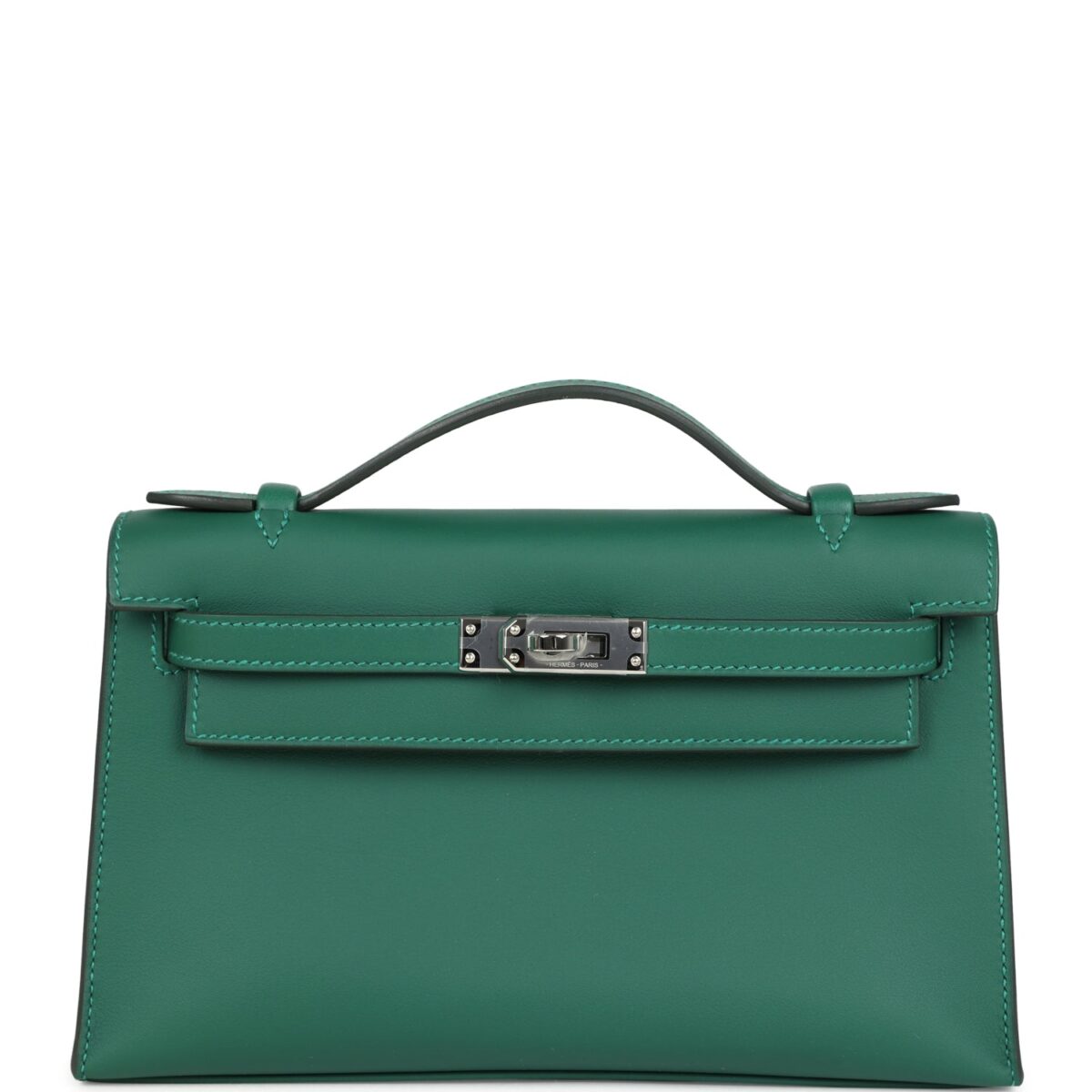 Hermes Kelly Pochette Vert Moyen Swift PHW