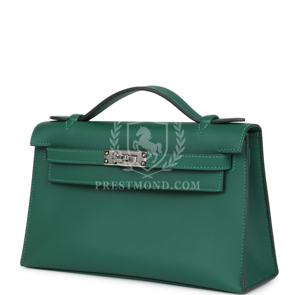 Hermes Kelly Pochette Vert Moyen Swift PHW — изображение 5