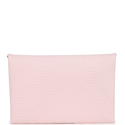 Hermes Calvi Card Holder Rose Darling Chevre Mysore PHW