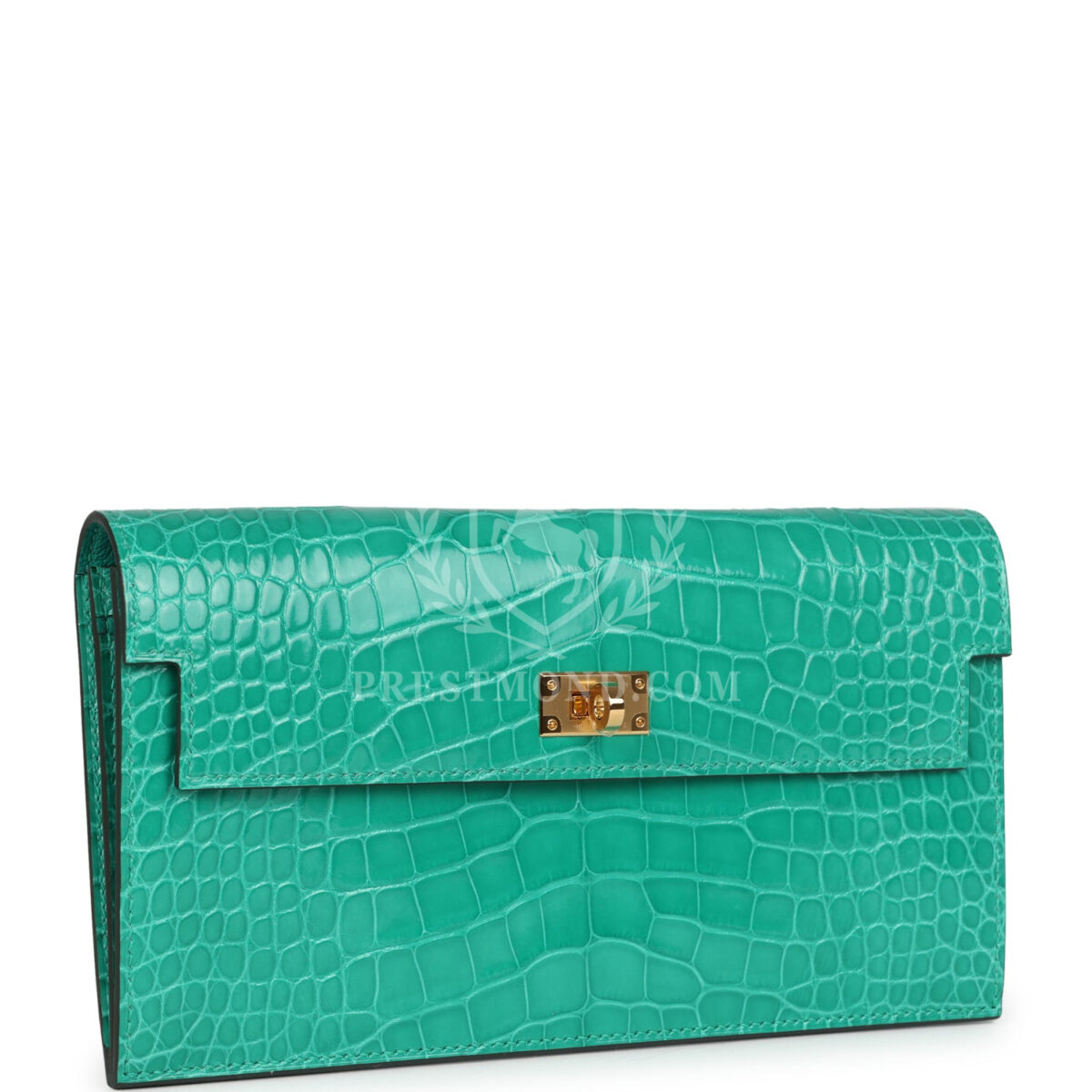 Hermes Kelly Pocket Long Wallet Vert Jade Shiny Alligator GHW — изображение 2