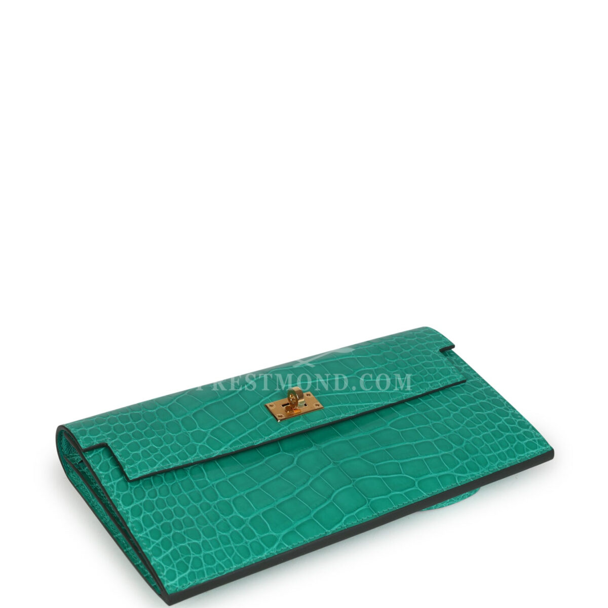 Hermes Kelly Pocket Long Wallet Vert Jade Shiny Alligator GHW — изображение 6