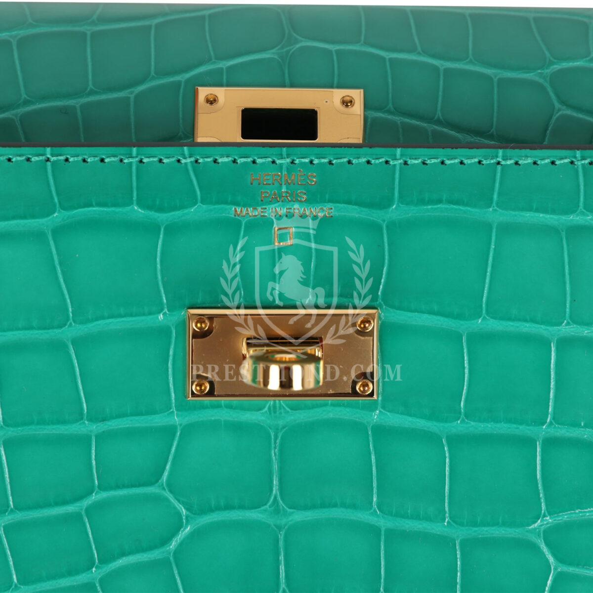 Hermes Kelly Pocket Long Wallet Vert Jade Shiny Alligator GHW — изображение 7