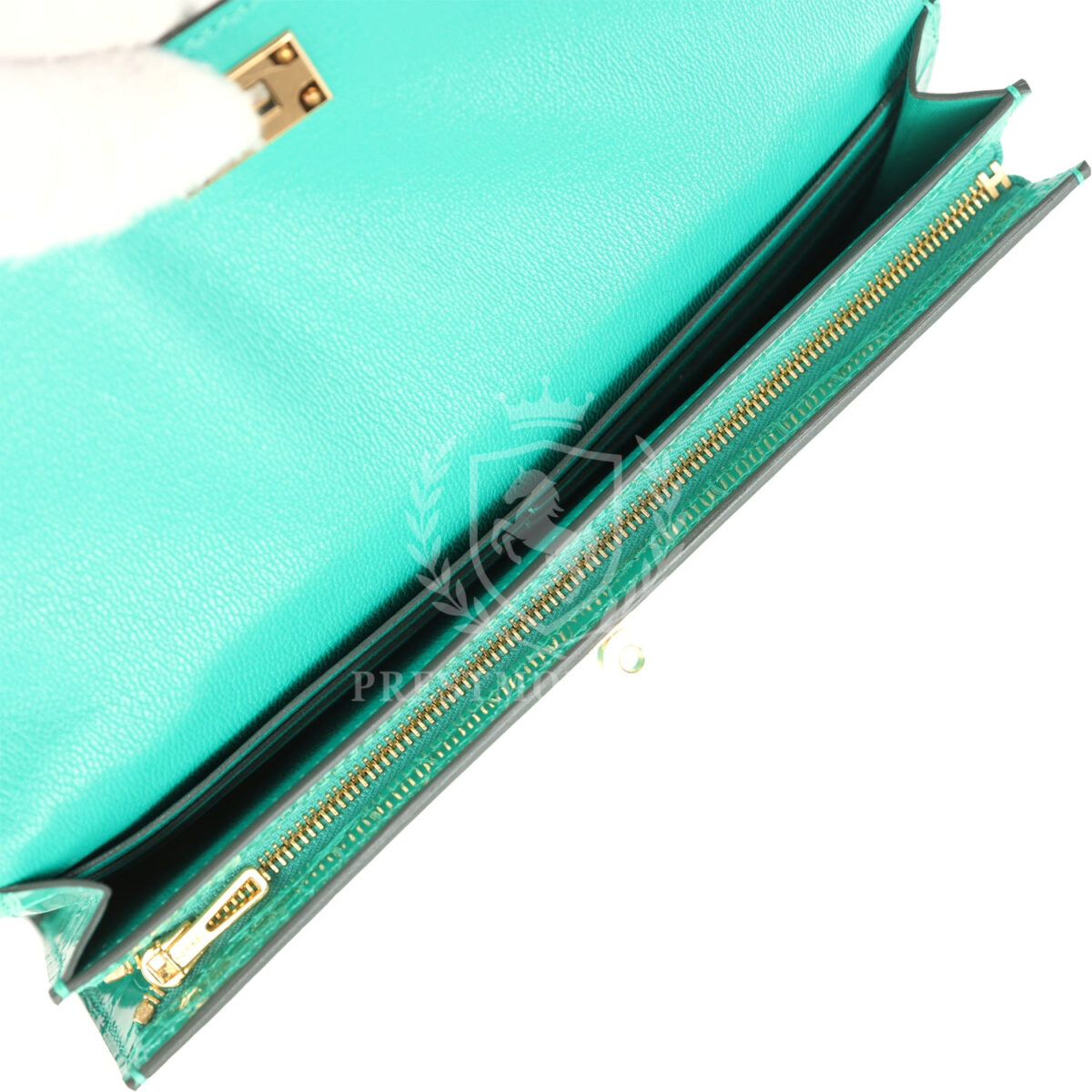 Hermes Kelly Pocket Long Wallet Vert Jade Shiny Alligator GHW — изображение 8