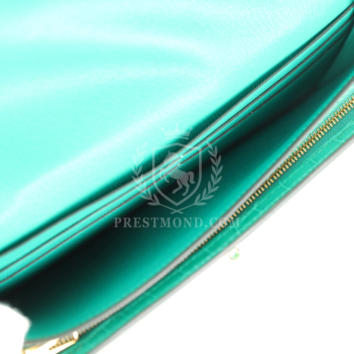Hermes Kelly Pocket Long Wallet Vert Jade Shiny Alligator GHW — изображение 10