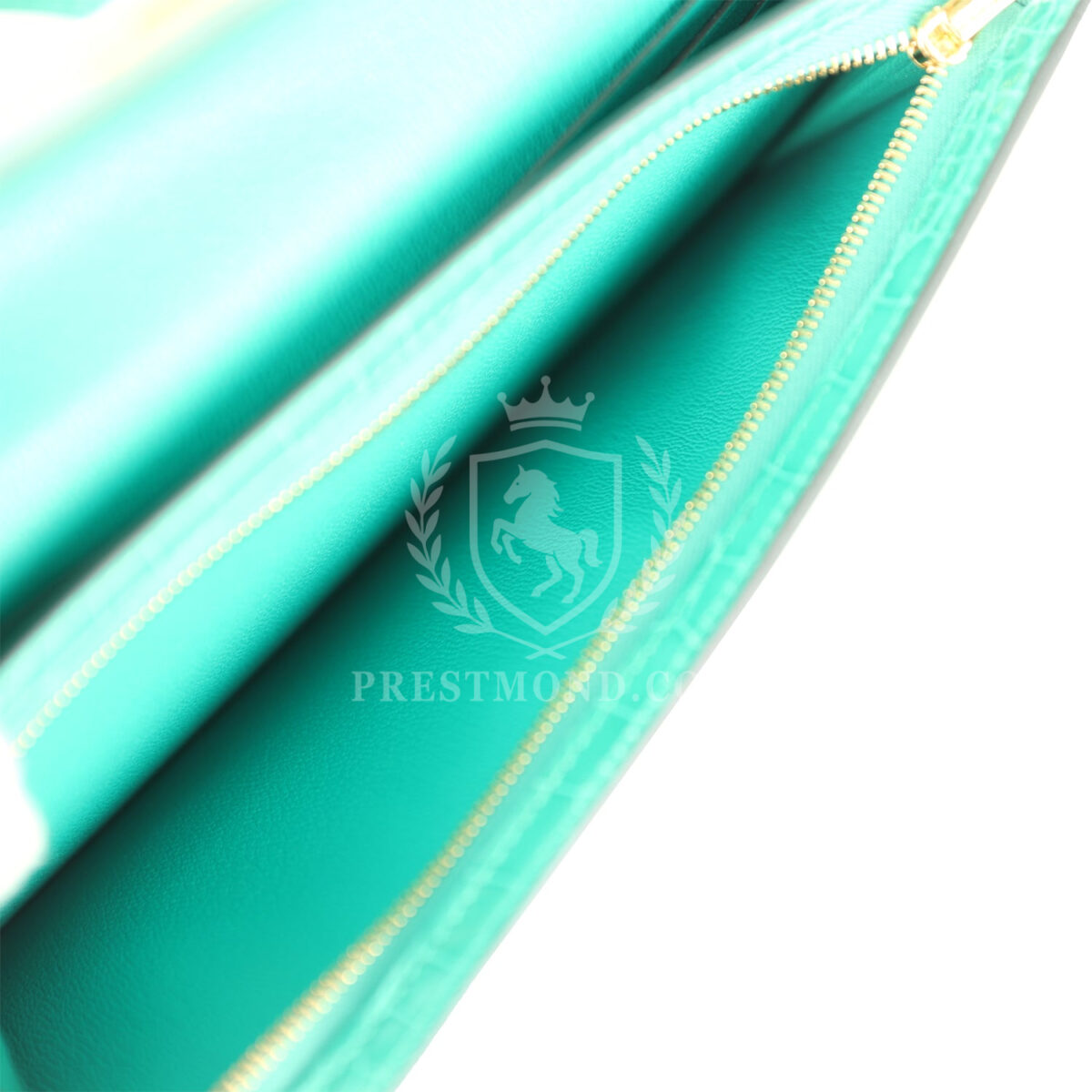 Hermes Kelly Pocket Long Wallet Vert Jade Shiny Alligator GHW — изображение 11