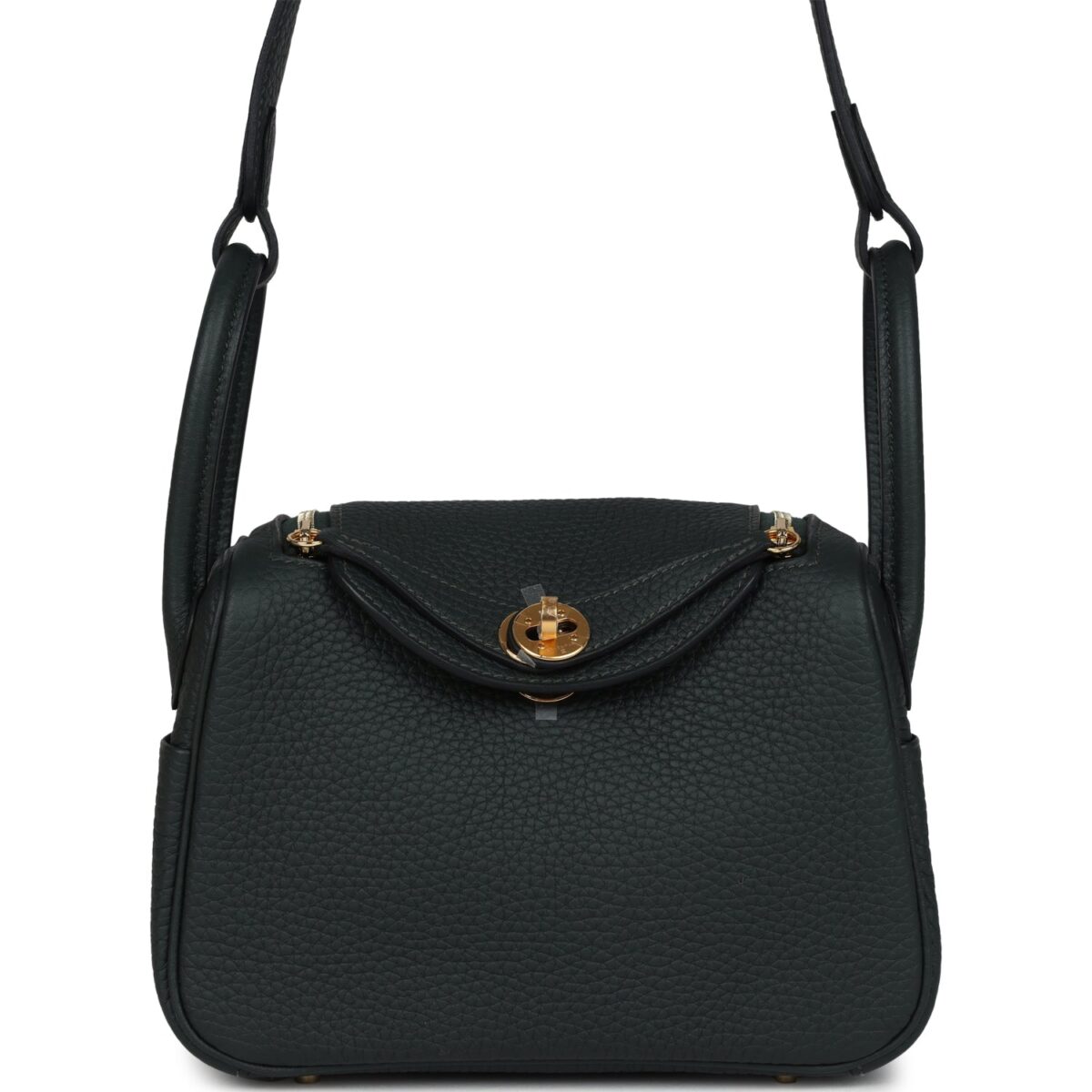 Hermes Mini Lindy II Vert Fonce Clemence GHW