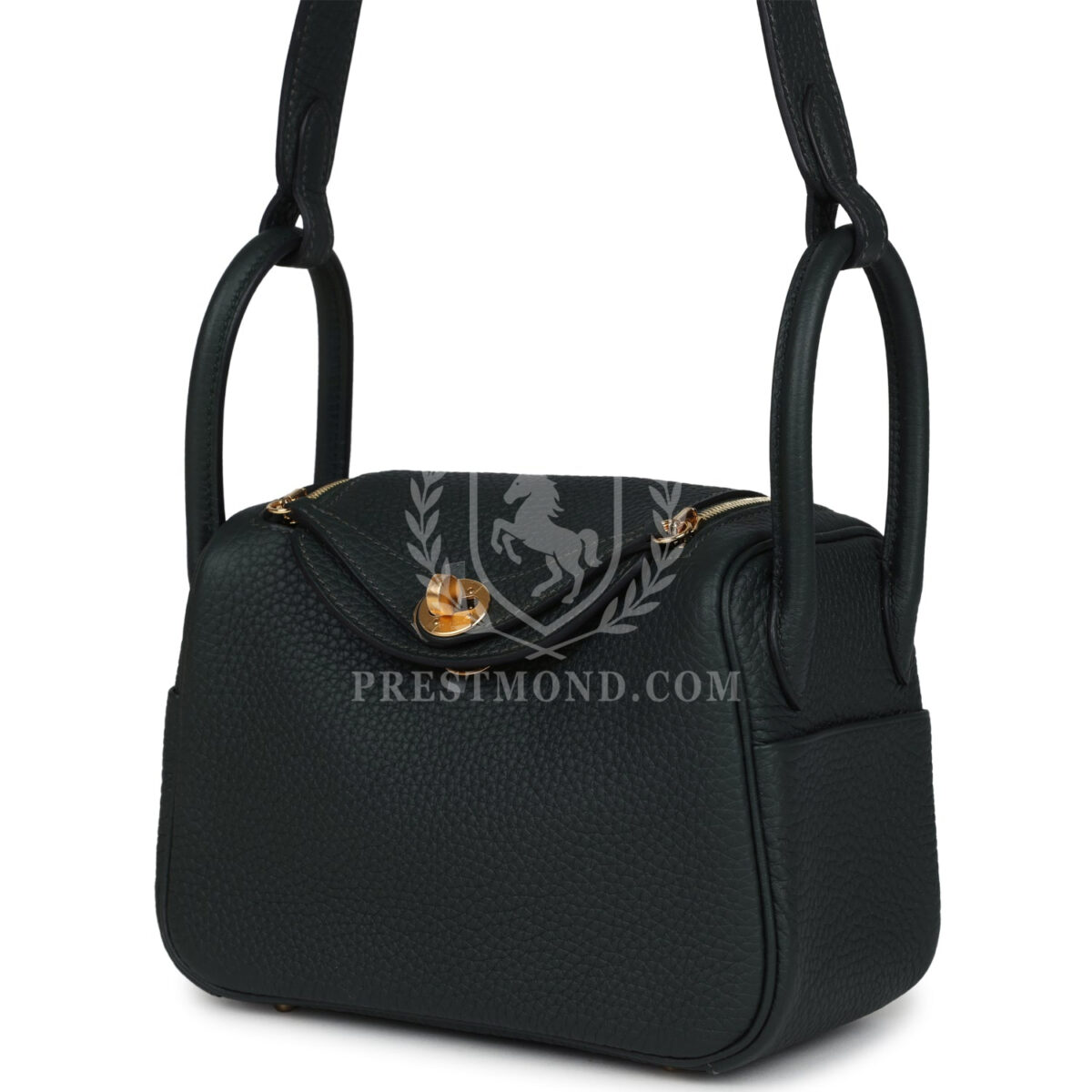 Hermes Mini Lindy II Vert Fonce Clemence GHW — изображение 5