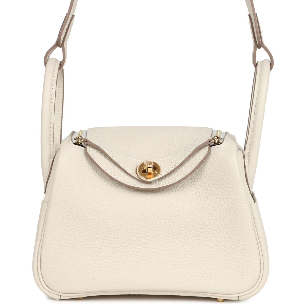 Hermes Mini Lindy II Craie Clemence GHW