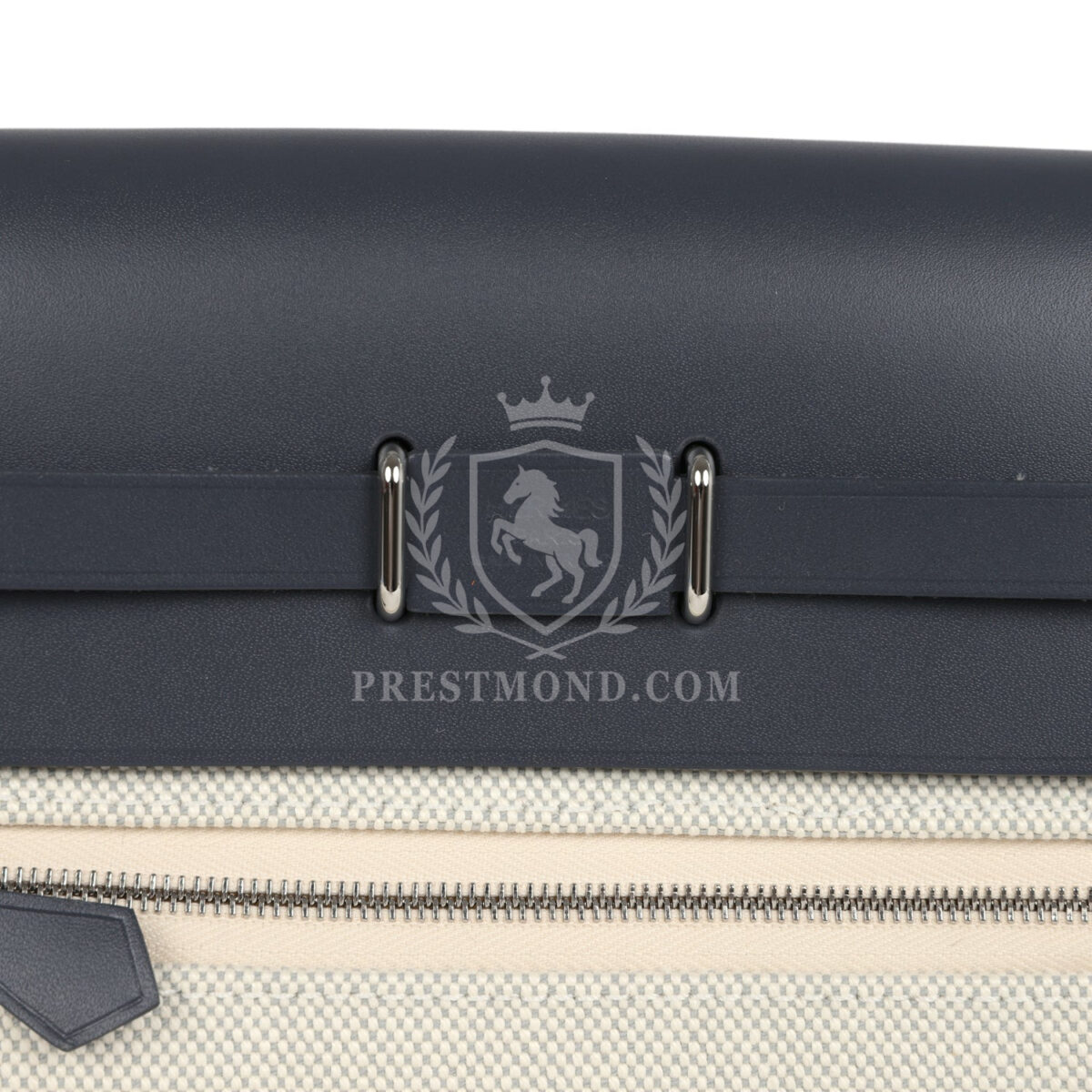 Hermes Herbag Zip 20 Mini Ecru and Bleu Glacier Toile H Canvas and Ardoise Vache Hunter PHW — изображение 7