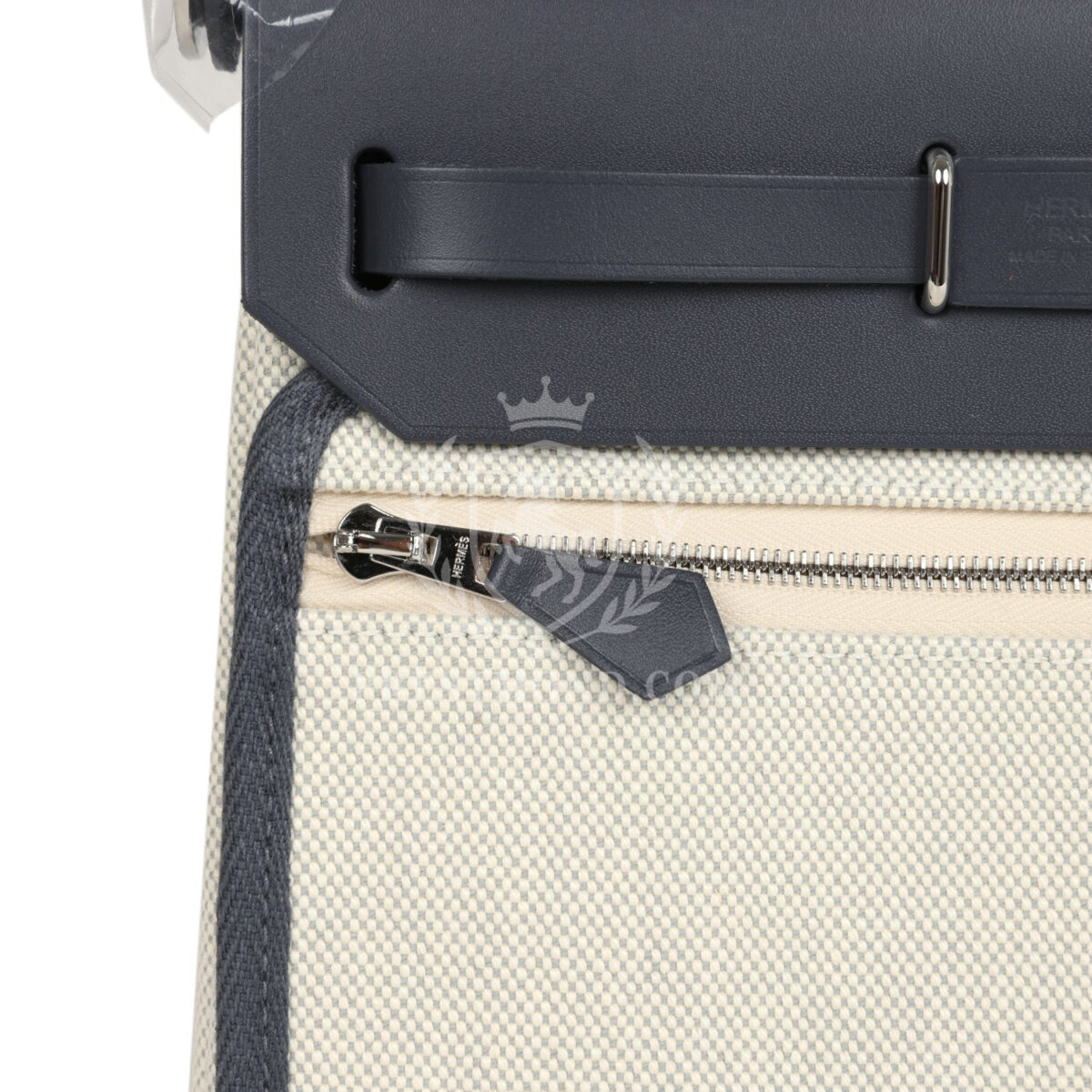 Hermes Herbag Zip 20 Mini Ecru and Bleu Glacier Toile H Canvas and Ardoise Vache Hunter PHW — изображение 8