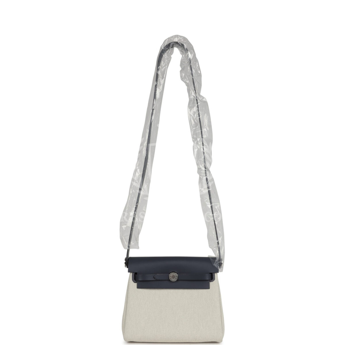 Hermes Herbag Zip 20 Mini Ecru and Bleu Glacier Toile H Canvas and Ardoise Vache Hunter PHW — изображение 9