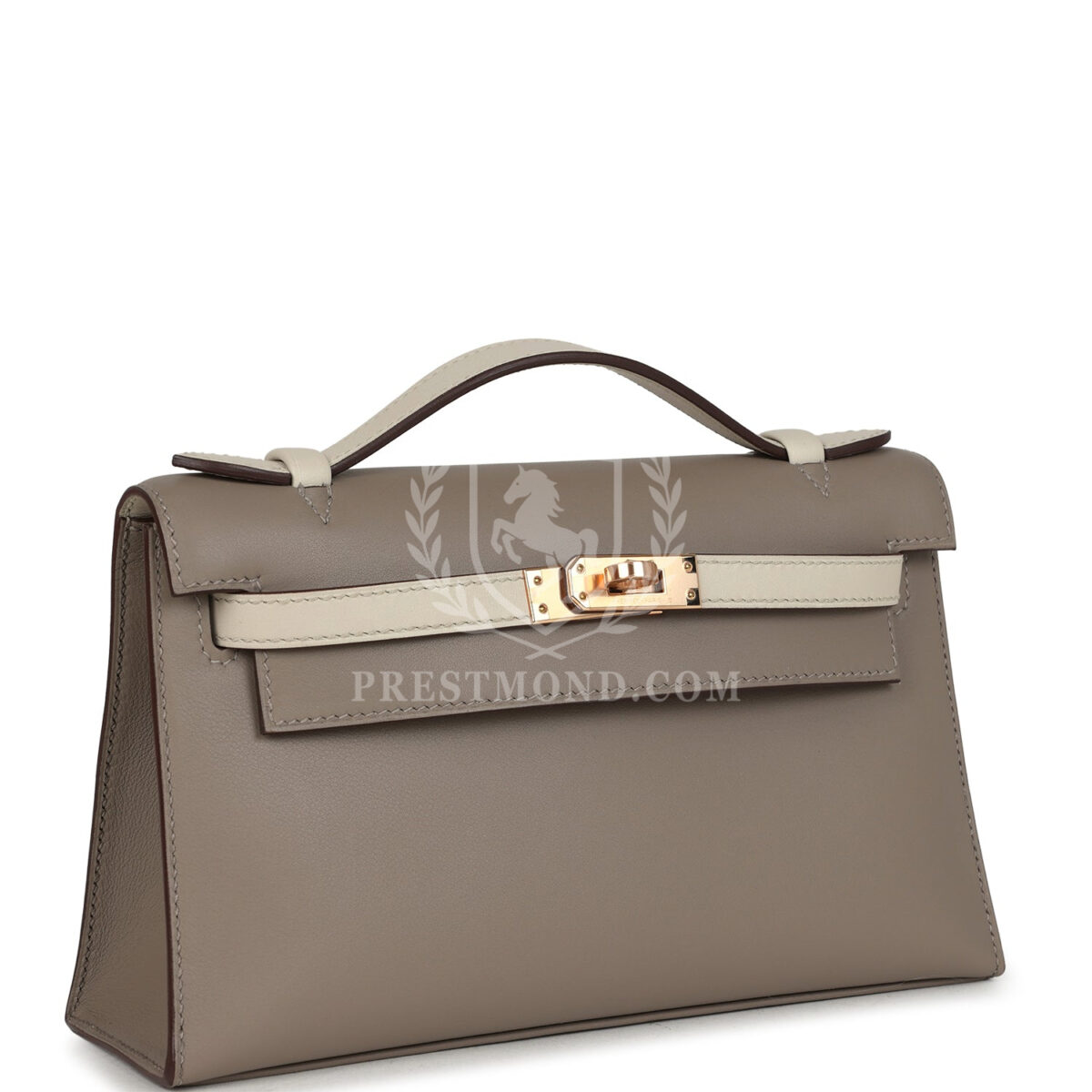 Hermes Special Order (HSS) Kelly Pochette Gris Asphalte and Beton Swift Rose GHW — изображение 2