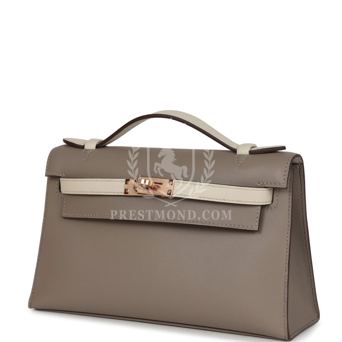 Hermes Special Order (HSS) Kelly Pochette Gris Asphalte and Beton Swift Rose GHW — изображение 5