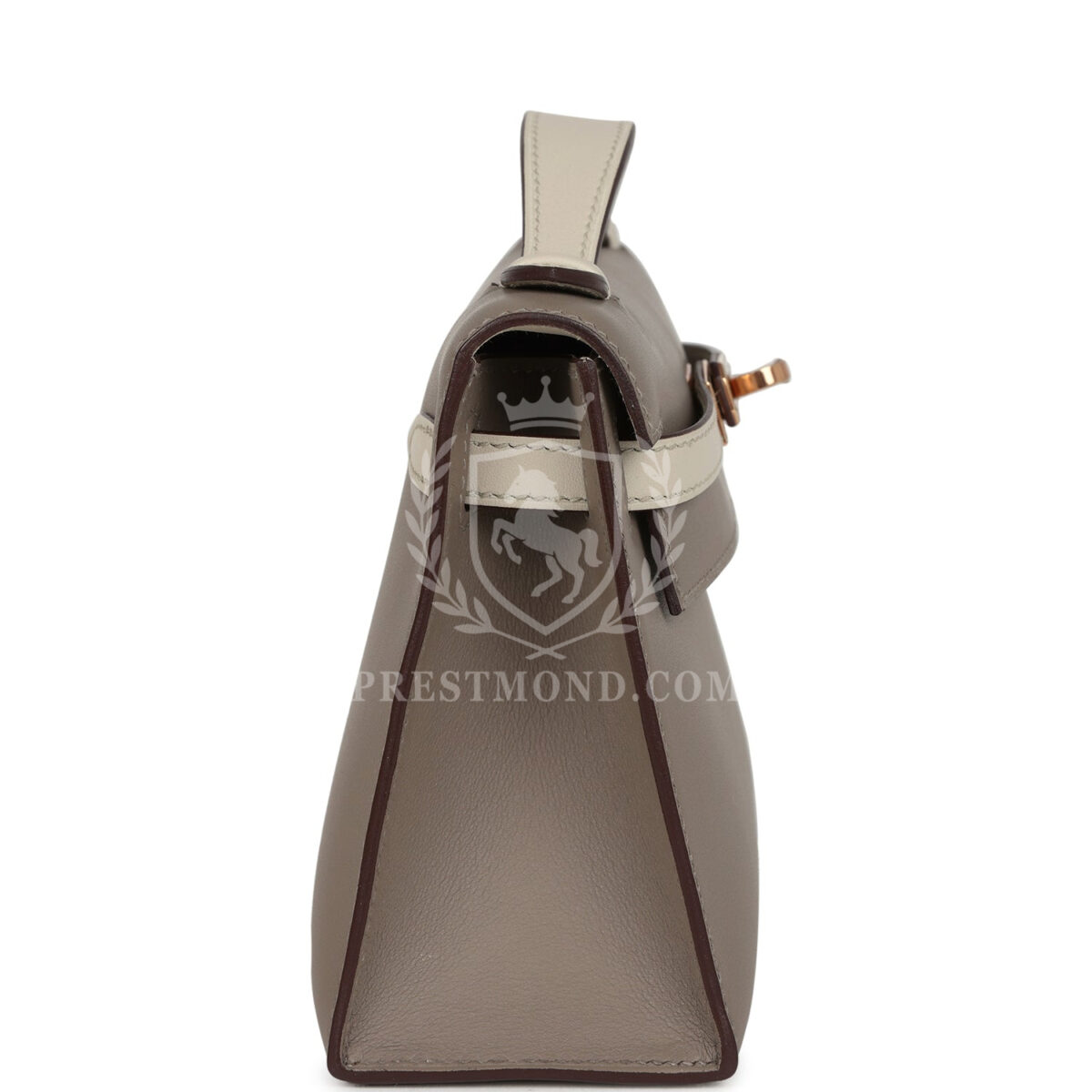 Hermes Special Order (HSS) Kelly Pochette Gris Asphalte and Beton Swift Rose GHW — изображение 3