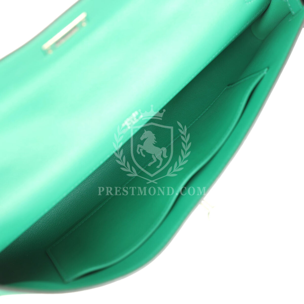 Hermes Kelly Cut Vert Vertigo Swift PHW — изображение 8