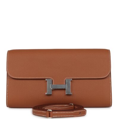 Hermes Constance Wallet To Go Gold Evercolor PHW