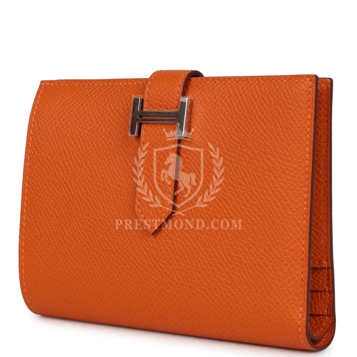 Hermes Bearn Compact Wallet Orange Epsom PHW — изображение 5
