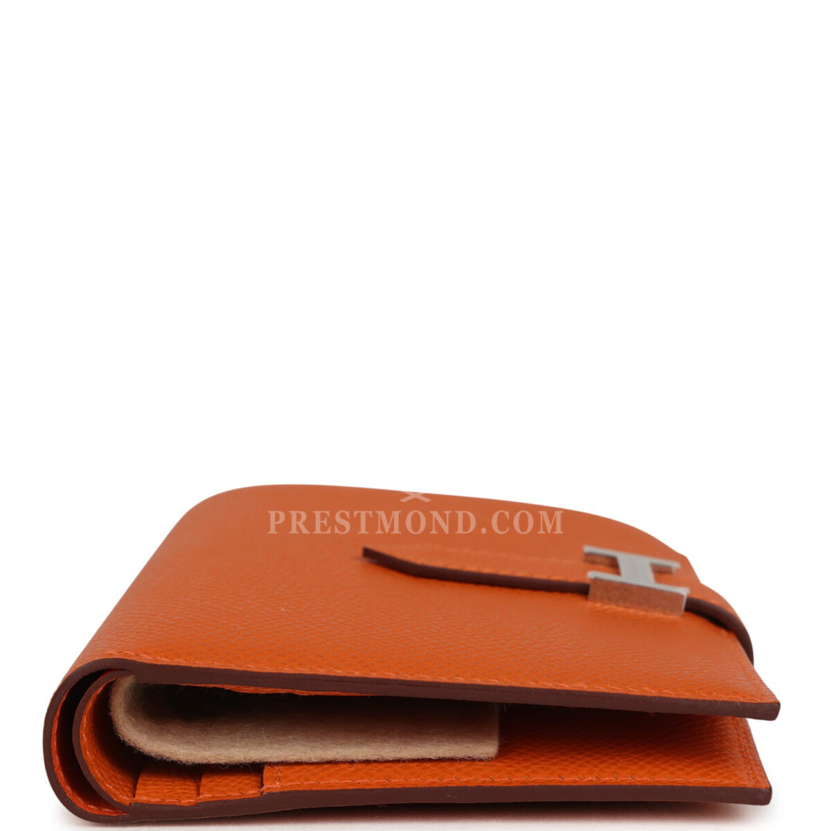 Hermes Bearn Compact Wallet Orange Epsom PHW — изображение 3