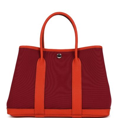 Hermes Garden Party 30 Rubis Officier Canvas and Capucine Negonda PHW