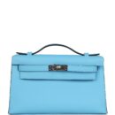 Hermes Kelly Pochette Celeste Swift PHW