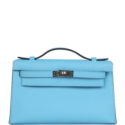 Hermes Kelly Pochette Celeste Swift PHW