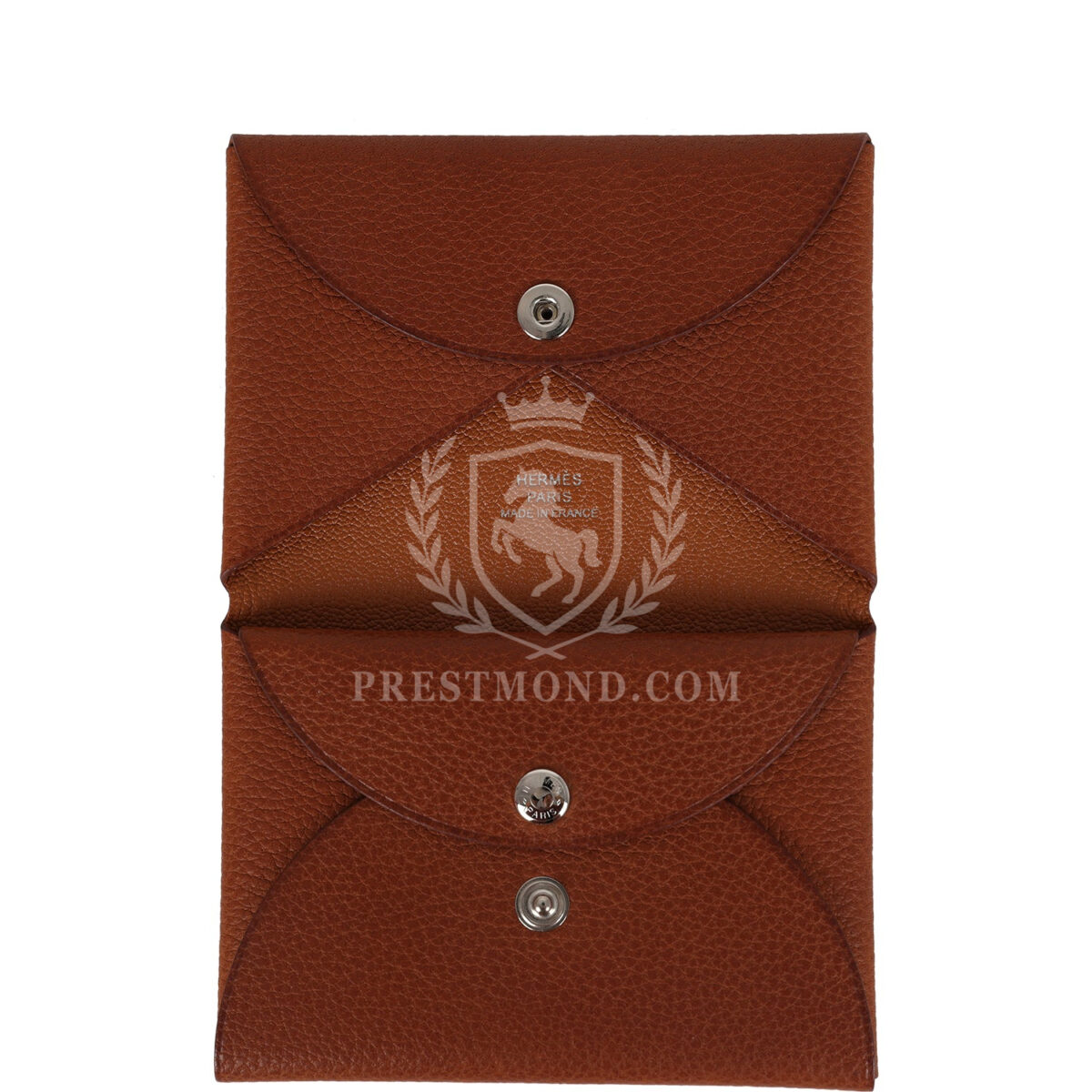 Hermes Calvi Duo Card Holder Fauve Barenia Faubourg PHW — изображение 7