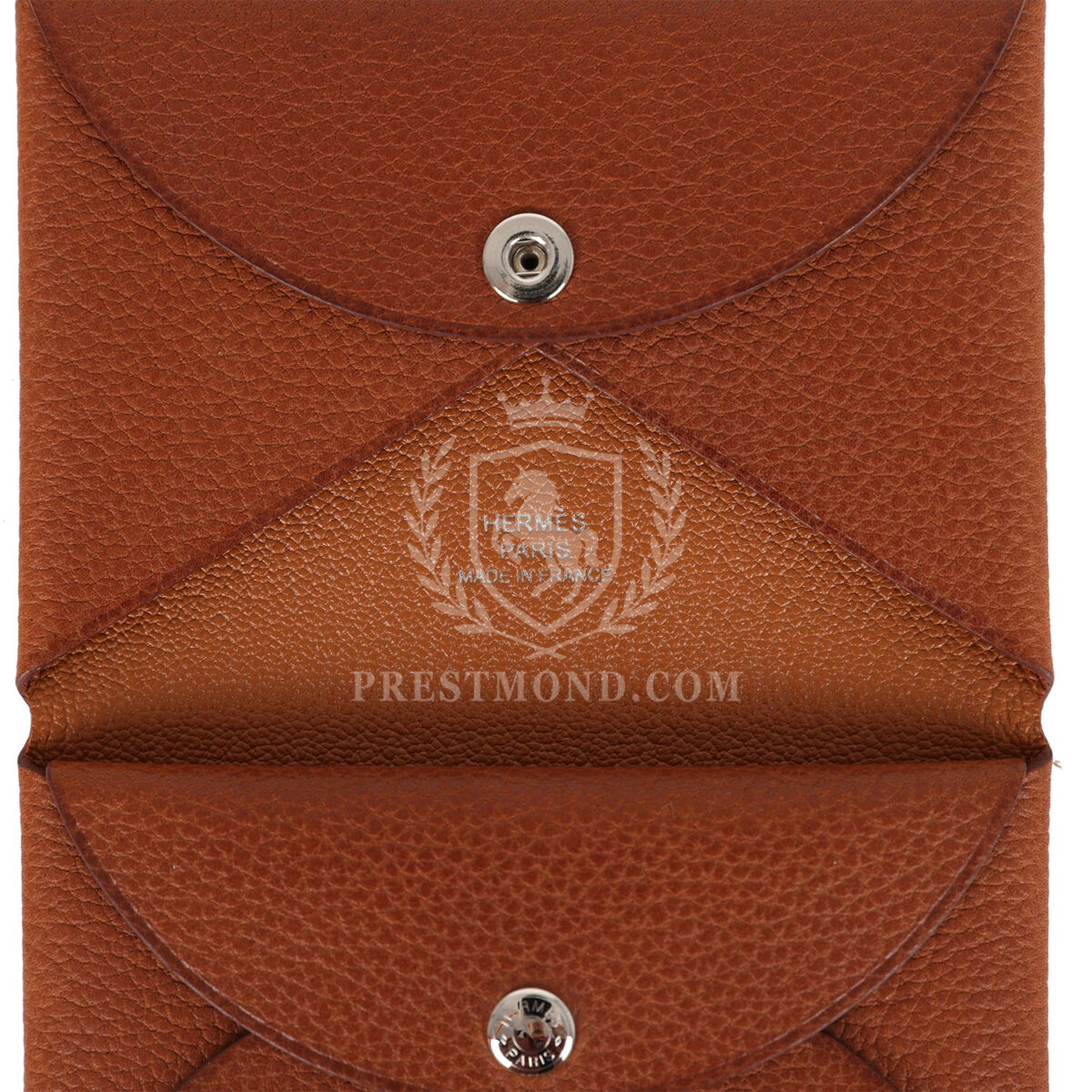 Hermes Calvi Duo Card Holder Fauve Barenia Faubourg PHW — изображение 8