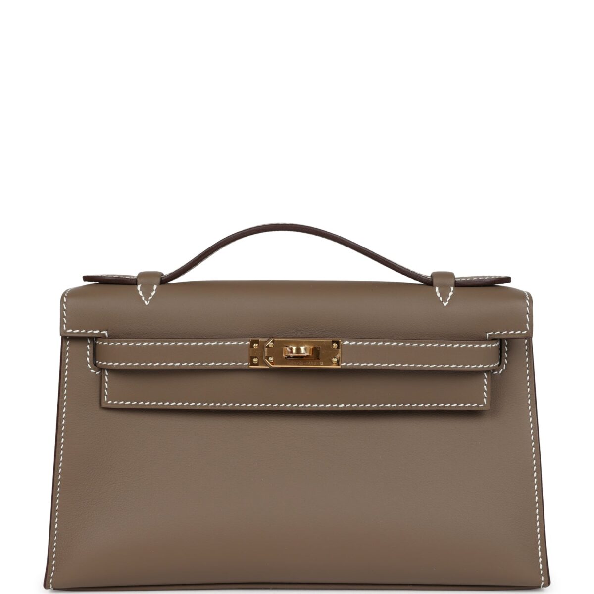 Hermes Kelly Pochette Etoupe Swift GHW