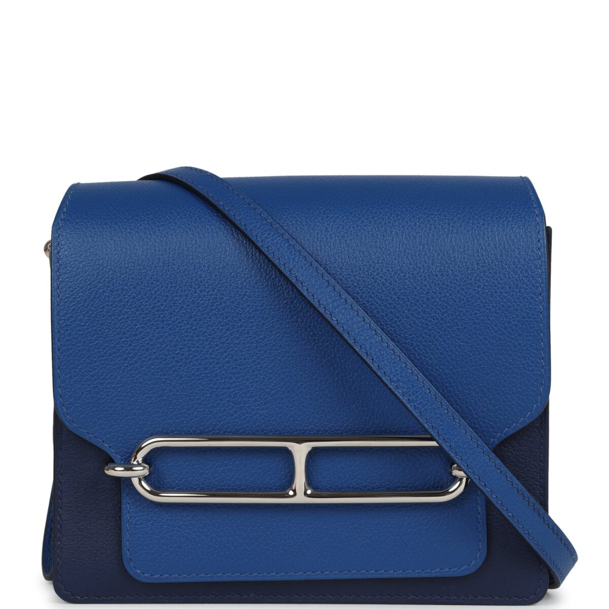Hermes Mini Sac Roulis Bi-color Bleu Saphir and Bleu France Evercolor PHW