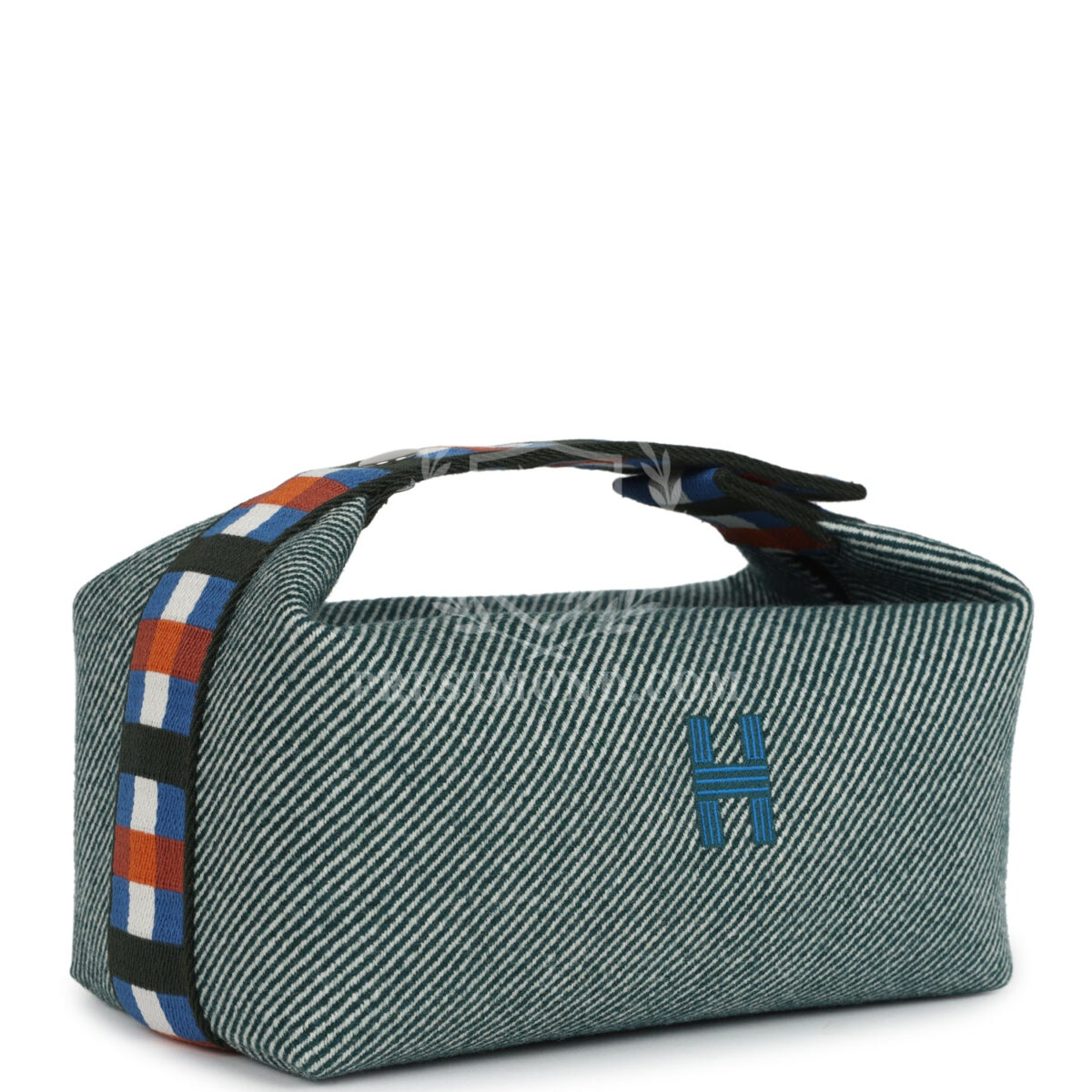 Hermes Bride-A-Brac Au Carre Case PM Vert Foret H Natte Canvas and Wool PHW — изображение 2