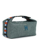 Hermes Bride-A-Brac Au Carre Case PM Vert Foret H Natte Canvas and Wool PHW