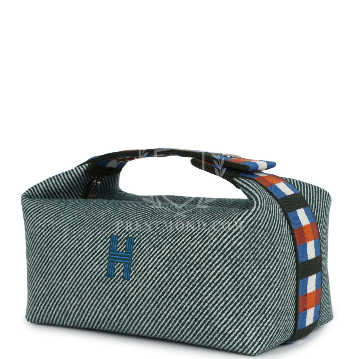 Hermes Bride-A-Brac Au Carre Case PM Vert Foret H Natte Canvas and Wool PHW — изображение 5
