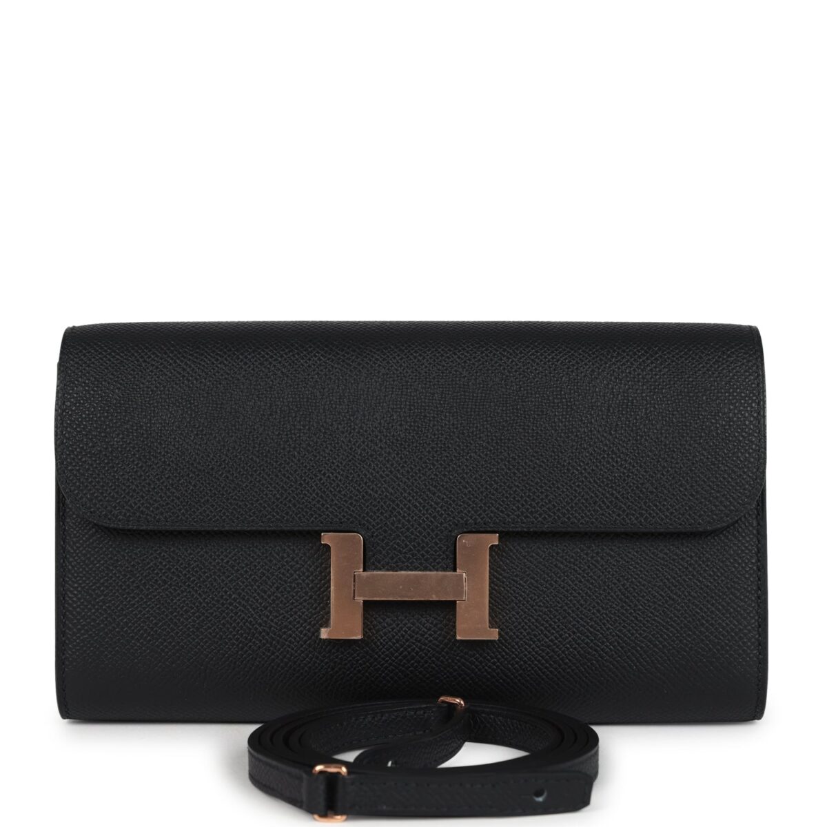 Hermes Constance Wallet To Go Black Epsom Rose GHW