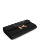 Hermes Constance Wallet To Go Black Epsom Rose GHW