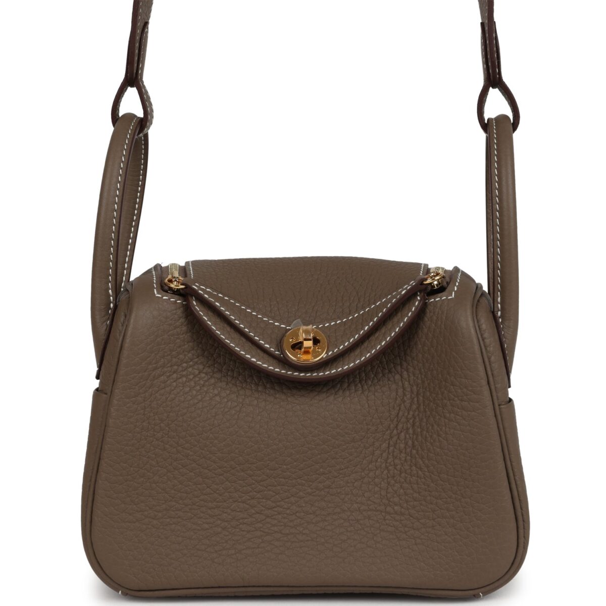 Hermes Mini Lindy II Etoupe Clemence GHW