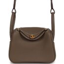 Hermes Mini Lindy II Etoupe Clemence GHW
