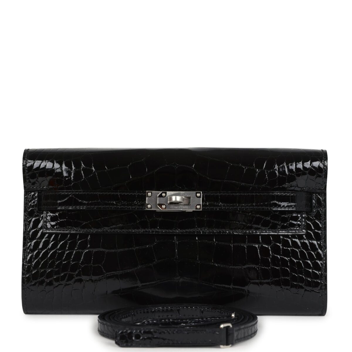 Hermes Kelly Wallet To Go Black Shiny Alligator PHW