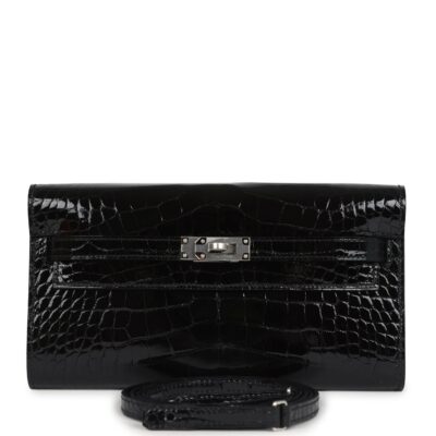 Hermes Kelly Wallet To Go Black Shiny Alligator PHW
