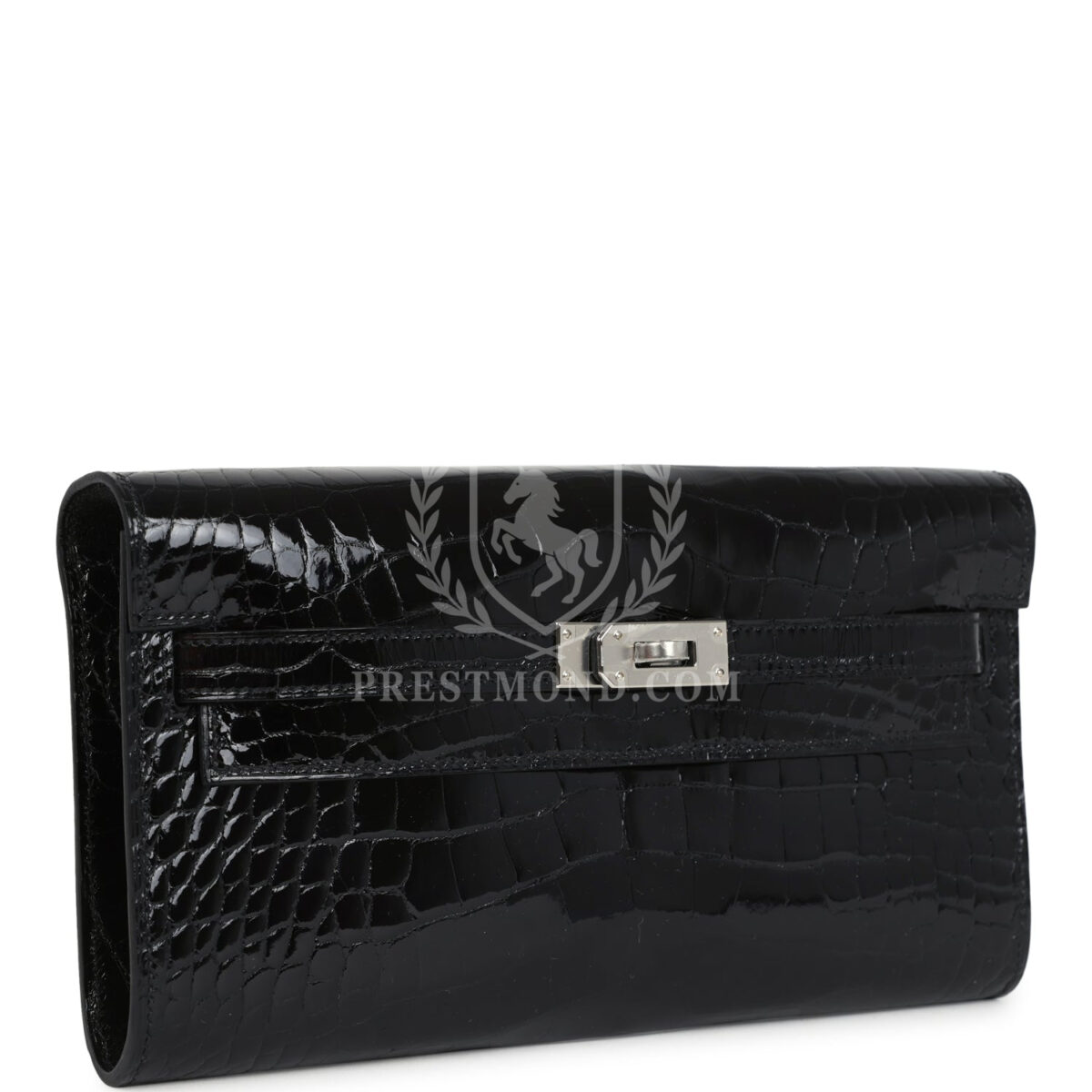 Hermes Kelly Wallet To Go Black Shiny Alligator PHW — изображение 2